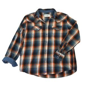 Cody James Mens Small Plaid Flannel Western Pearl Snap Flip Cuff Shirt